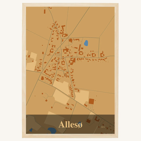 Allesø plakat – Firkantet 2026 – Lys pastel brun
