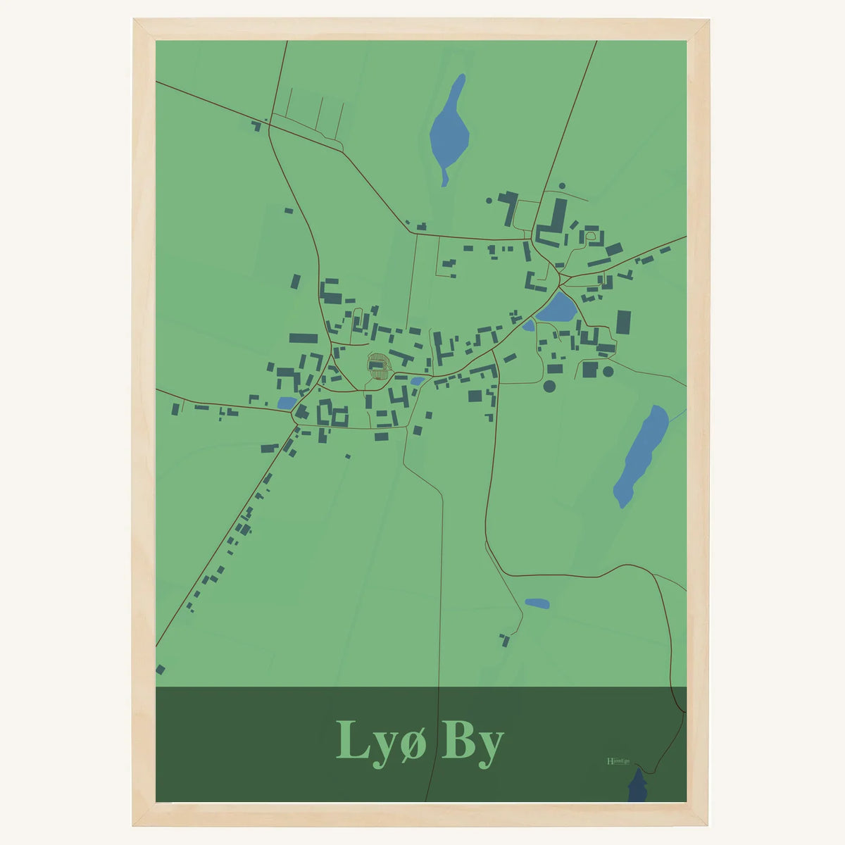 Lyø By plakat – Firkantet 2026 – Lys pastel grøn