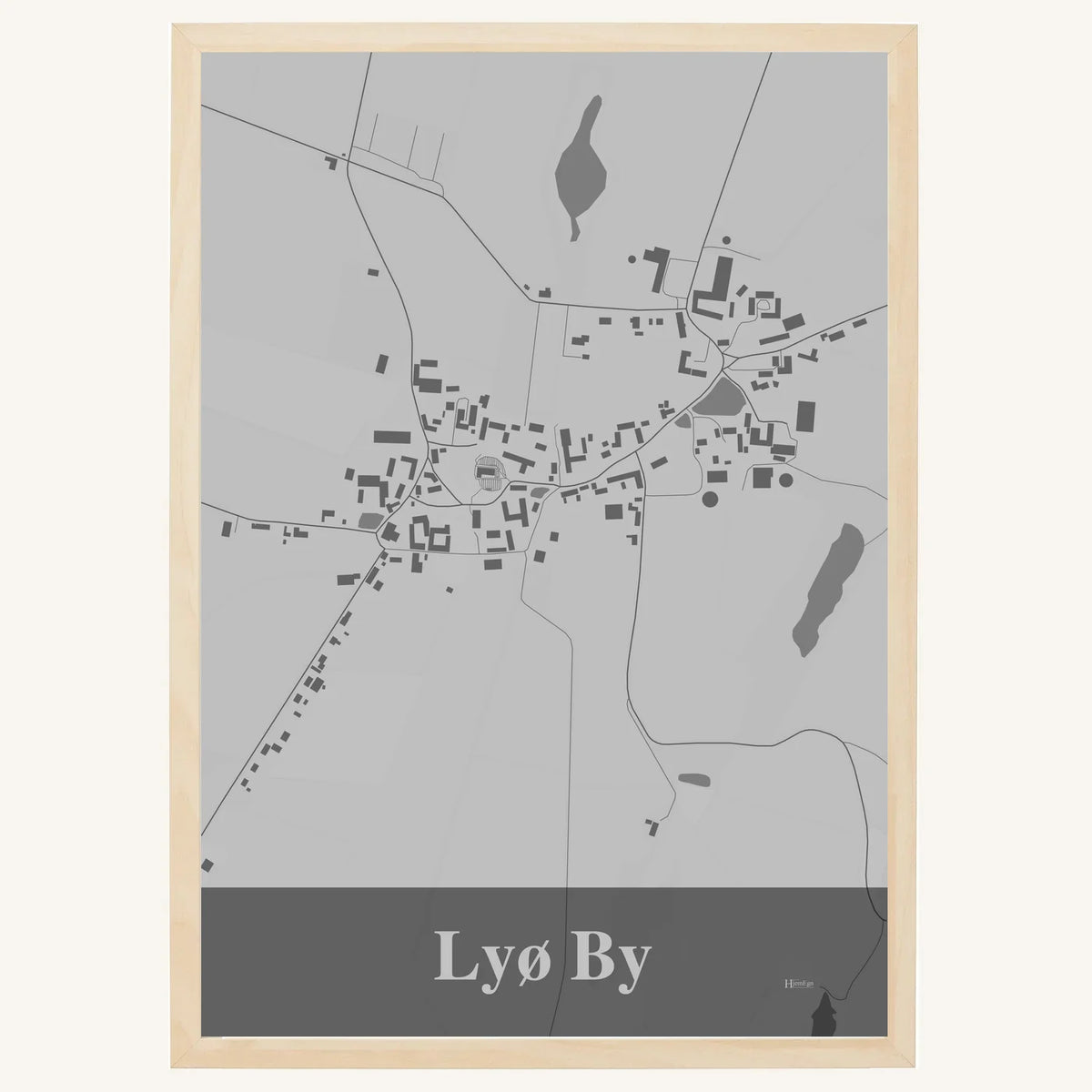 Lyø By plakat – Firkantet 2026 – Lys pastel grå