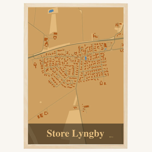 Store Lyngby plakat – Firkantet 2026 – Lys pastel brun