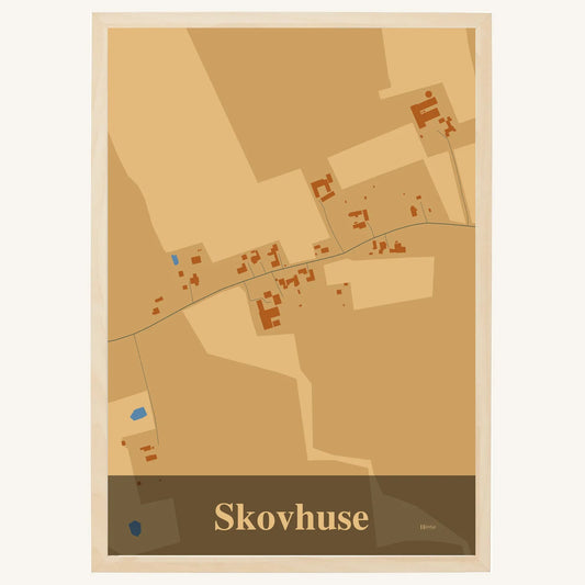 Skovhuse plakat – Firkantet 2026 – Lys pastel brun