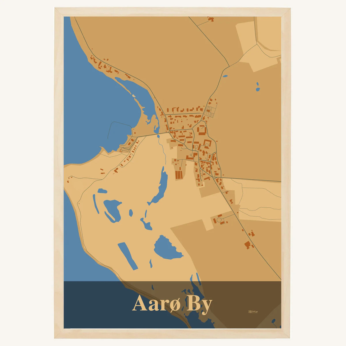 Aarø By plakat – Firkantet 2026 – Lys pastel brun