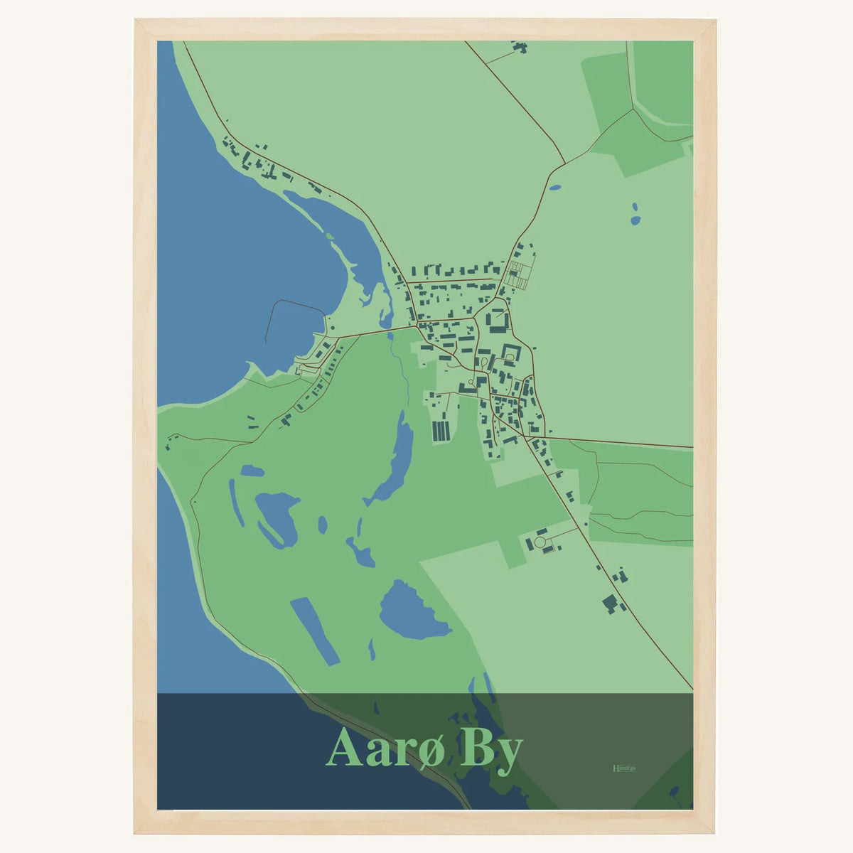 Aarø By plakat – Firkantet 2026 – Lys pastel grøn
