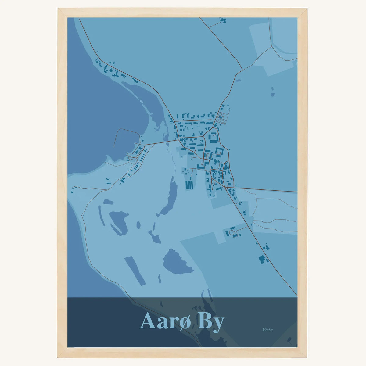 Aarø By plakat – Firkantet 2026 – Lys pastel blå