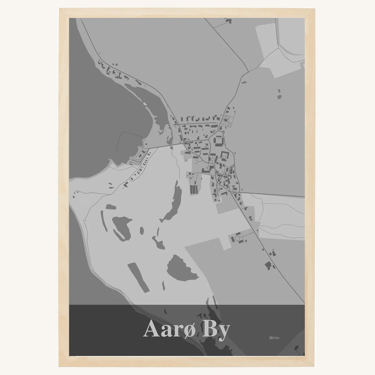 Aarø By plakat – Firkantet 2026 – Lys pastel grå