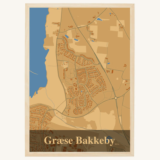 Græse Bakkeby Plakat – Lys pastel brun