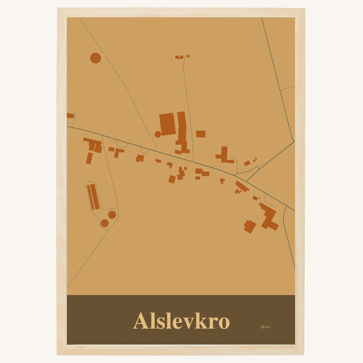 Alslevkro plakat – Firkantet 2026 – Lys pastel brun