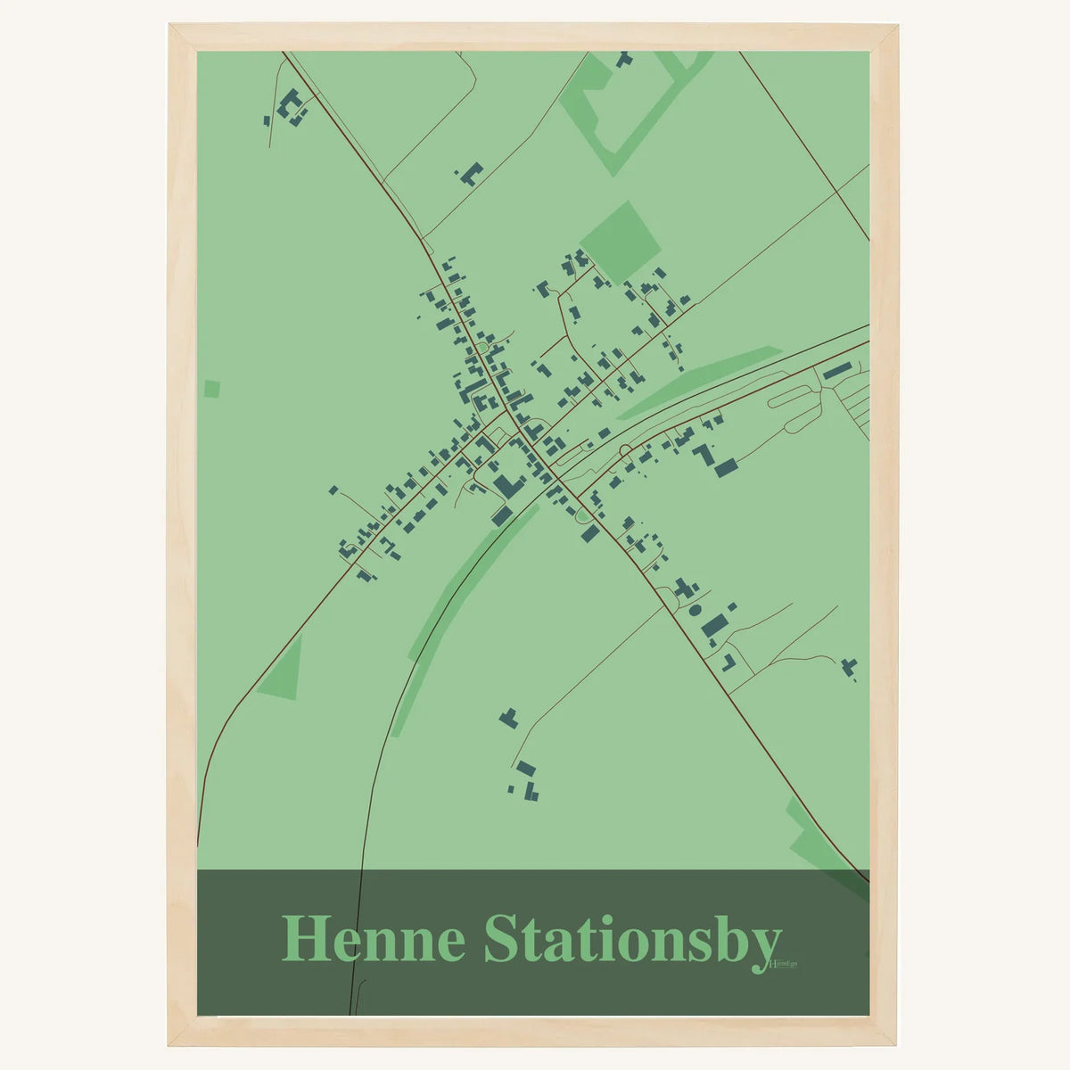 Henne Stationsby plakat – Firkantet 2026 – Lys pastel grøn