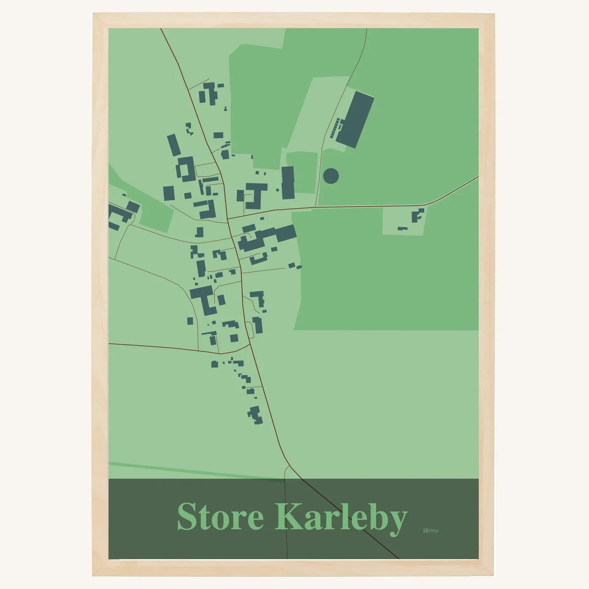 Store Karleby plakat – Firkantet 2026 – Lys pastel grøn