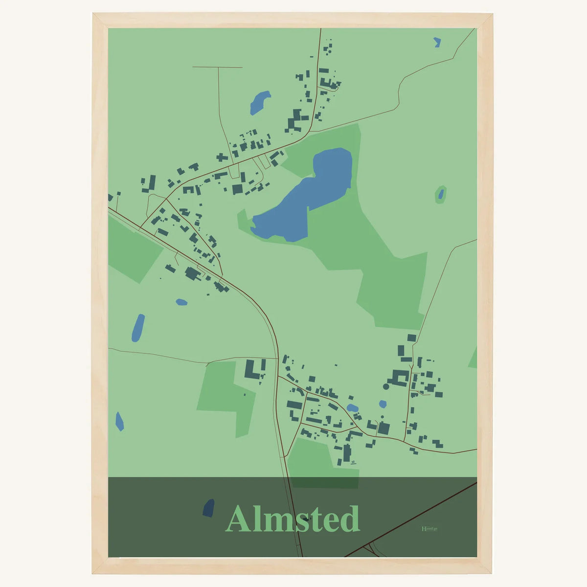 Almsted plakat – Firkantet 2026 – Lys pastel grøn