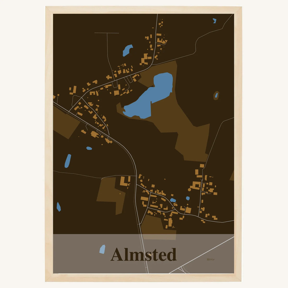 Almsted plakat – Firkantet 2026 – Mørk brun