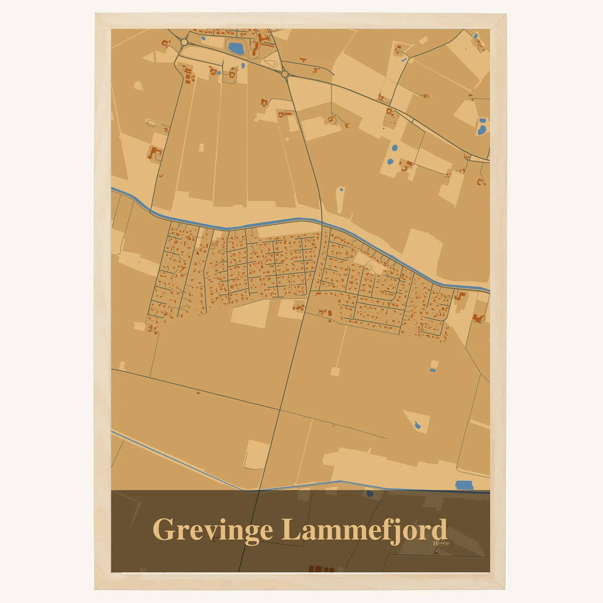 Grevinge Lammefjord plakat – Firkantet 2026 – Lys pastel brun