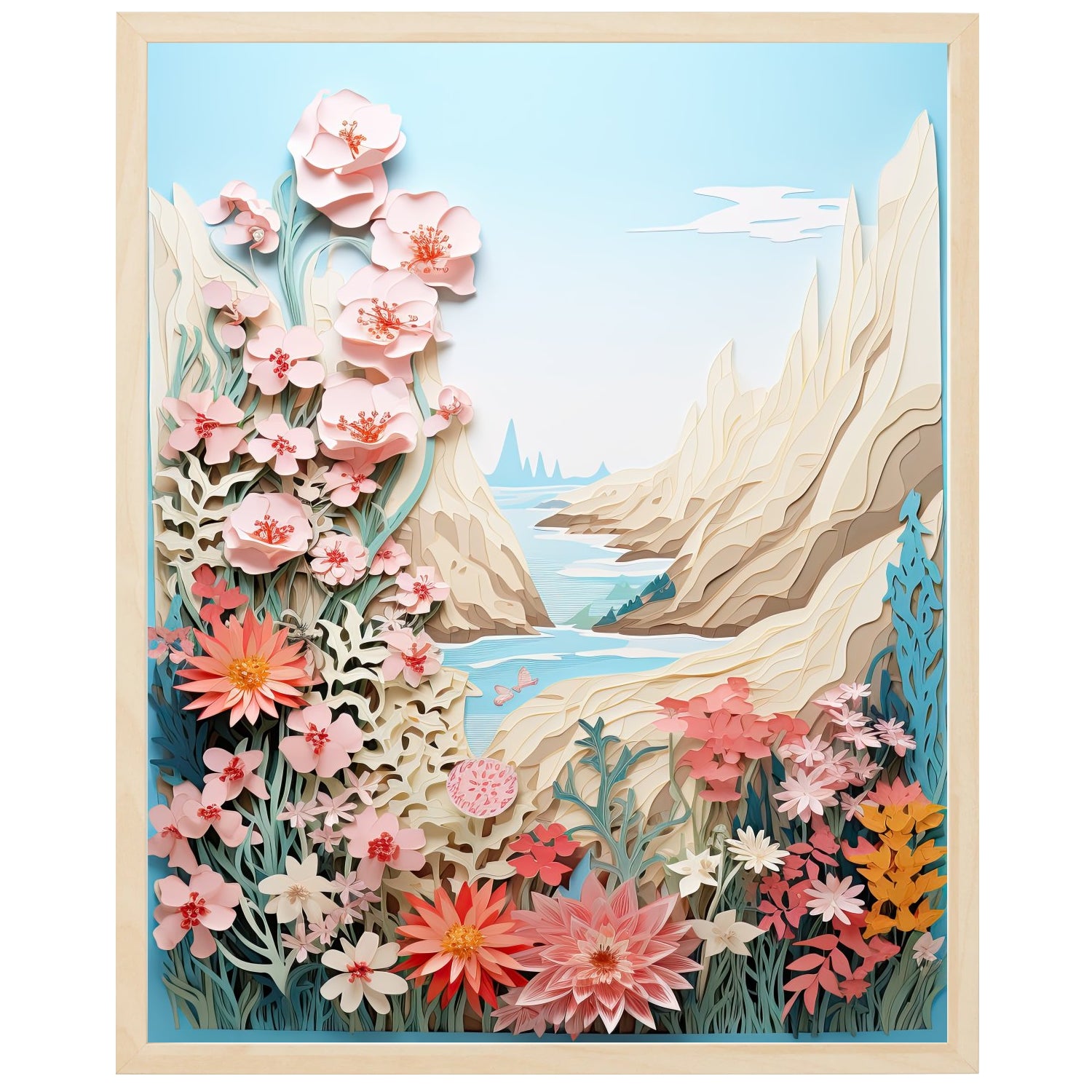 Billede af vilde blomster på klippekant.