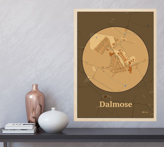 Dalmose plakat i farve  og HjemEgn.dk design centrum. Design bykort for Dalmose