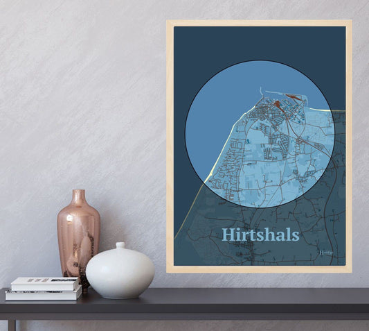 Hirtshals plakat i farve  og HjemEgn.dk design centrum. Design bykort for Hirtshals