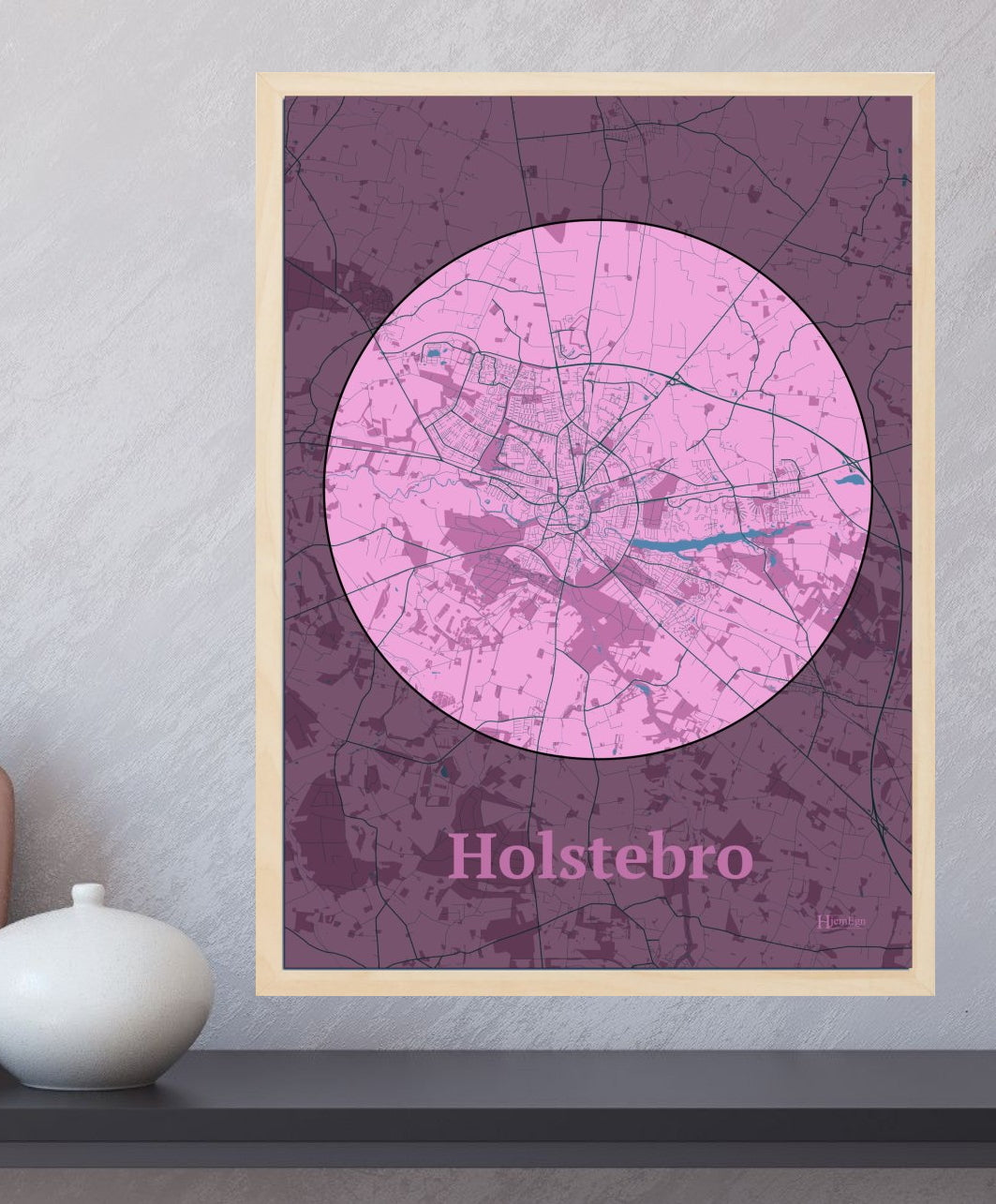 Holstebro plakat i farve  og HjemEgn.dk design centrum. Design bykort for Holstebro