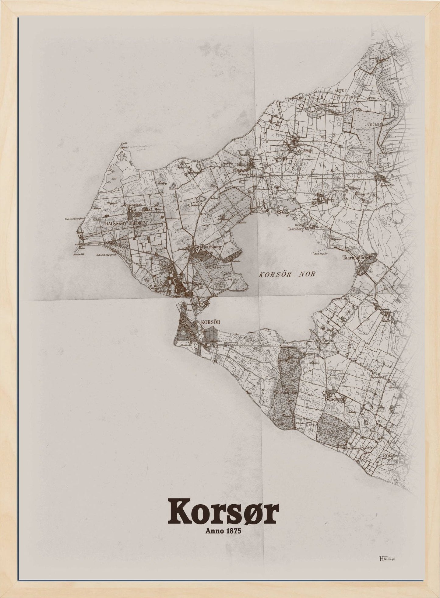Korsør anno år 1875 | retro plakat fra din HjemEgn | hurtig levering og høj kvalitet [køb nu] 