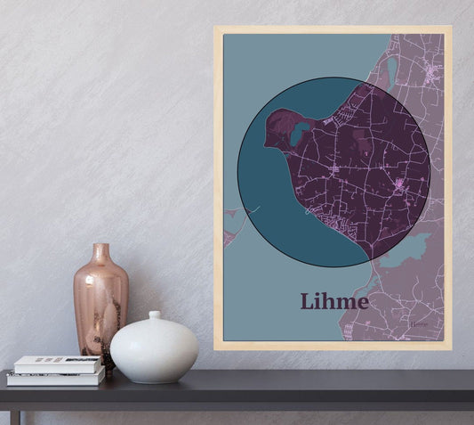 Lihme plakat i farve  og HjemEgn.dk design centrum. Design bykort for Lihme