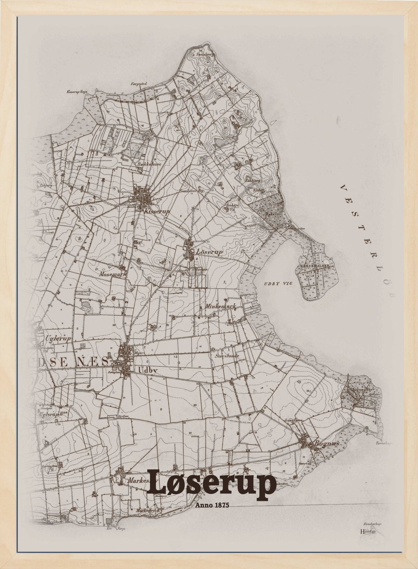 Løserup anno år 1875 | retro plakat fra din HjemEgn | hurtig levering og høj kvalitet [køb nu] 