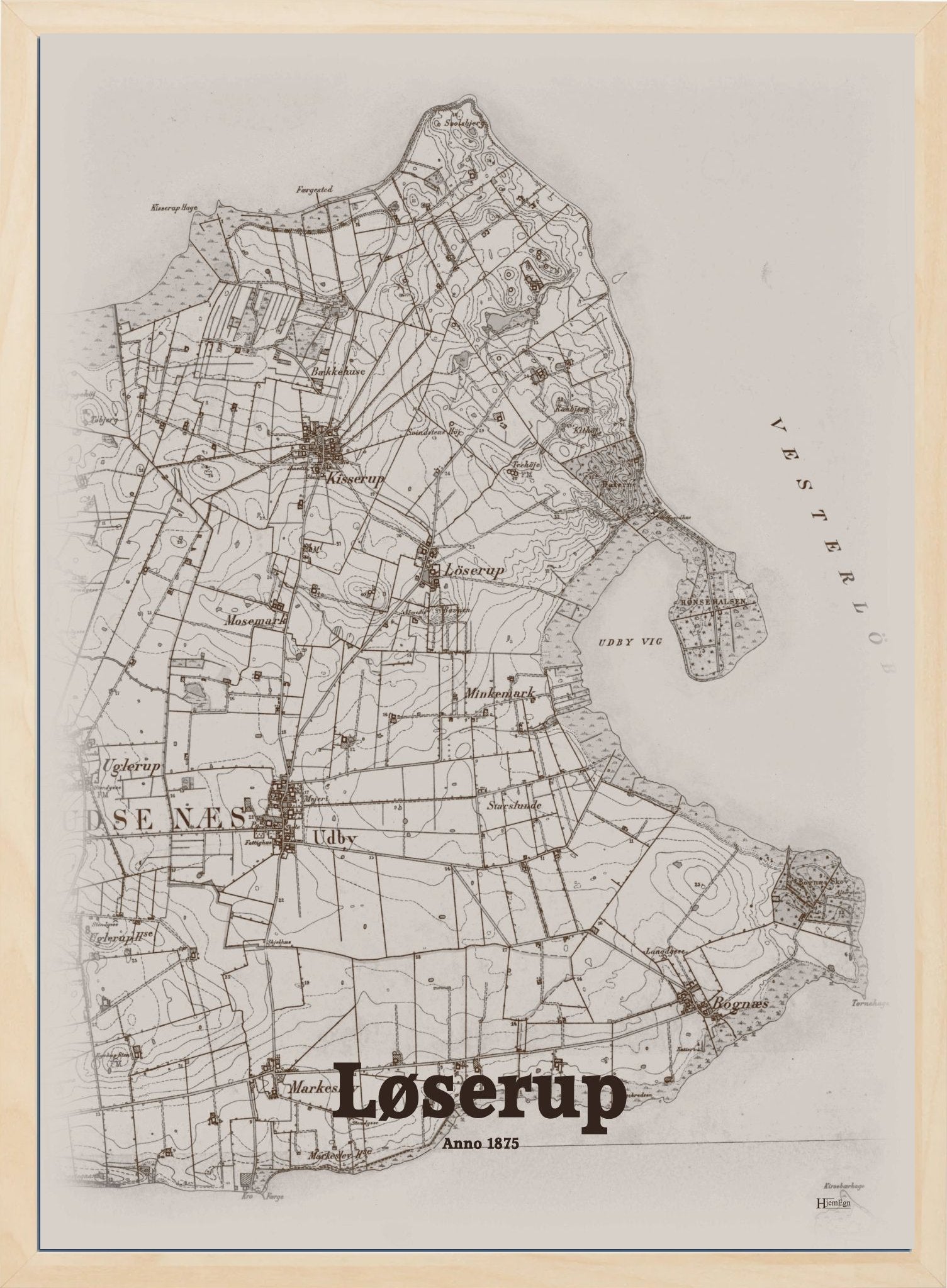 Løserup anno år 1875 | retro plakat fra din HjemEgn | hurtig levering og høj kvalitet [køb nu] 