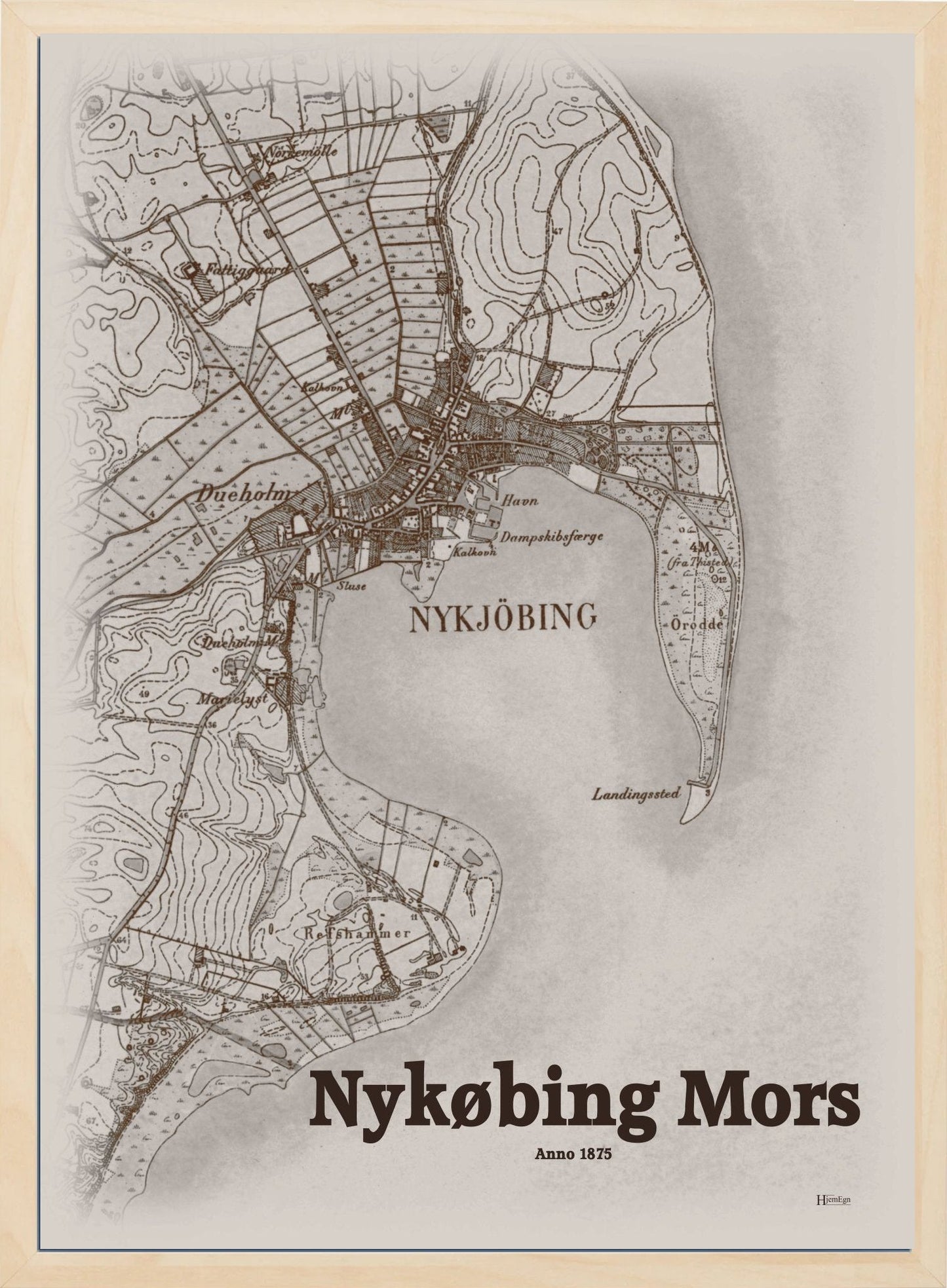 Nykøbing Mors anno år 1875 | retro plakat fra din HjemEgn | hurtig levering og høj kvalitet [køb nu] 