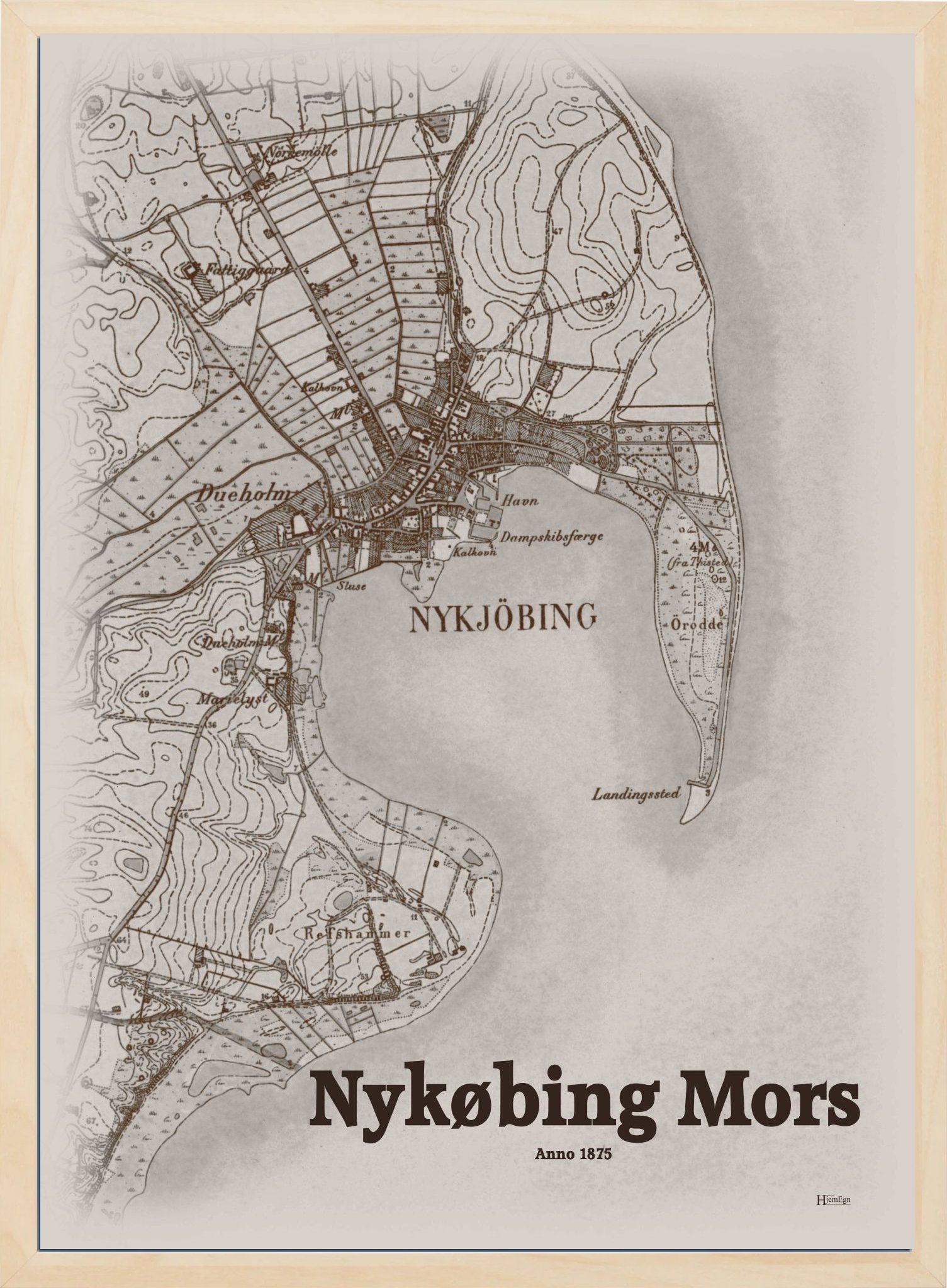 Nykøbing Mors anno år 1875 | retro plakat fra din HjemEgn | hurtig levering og høj kvalitet [køb nu] 