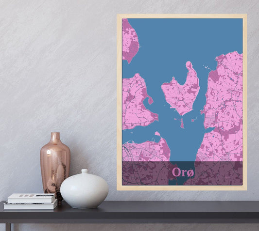 Orø plakat i farve  og HjemEgn.dk design firkantet. Design ø-kort for Orø