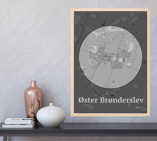 Øster Brønderslev plakat i farve  og HjemEgn.dk design centrum. Design bykort for Øster Brønderslev