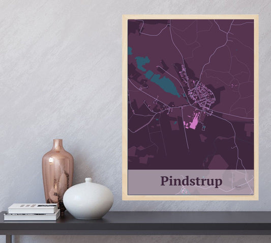 Pindstrup plakat i farve  og HjemEgn.dk design firkantet. Design bykort for Pindstrup