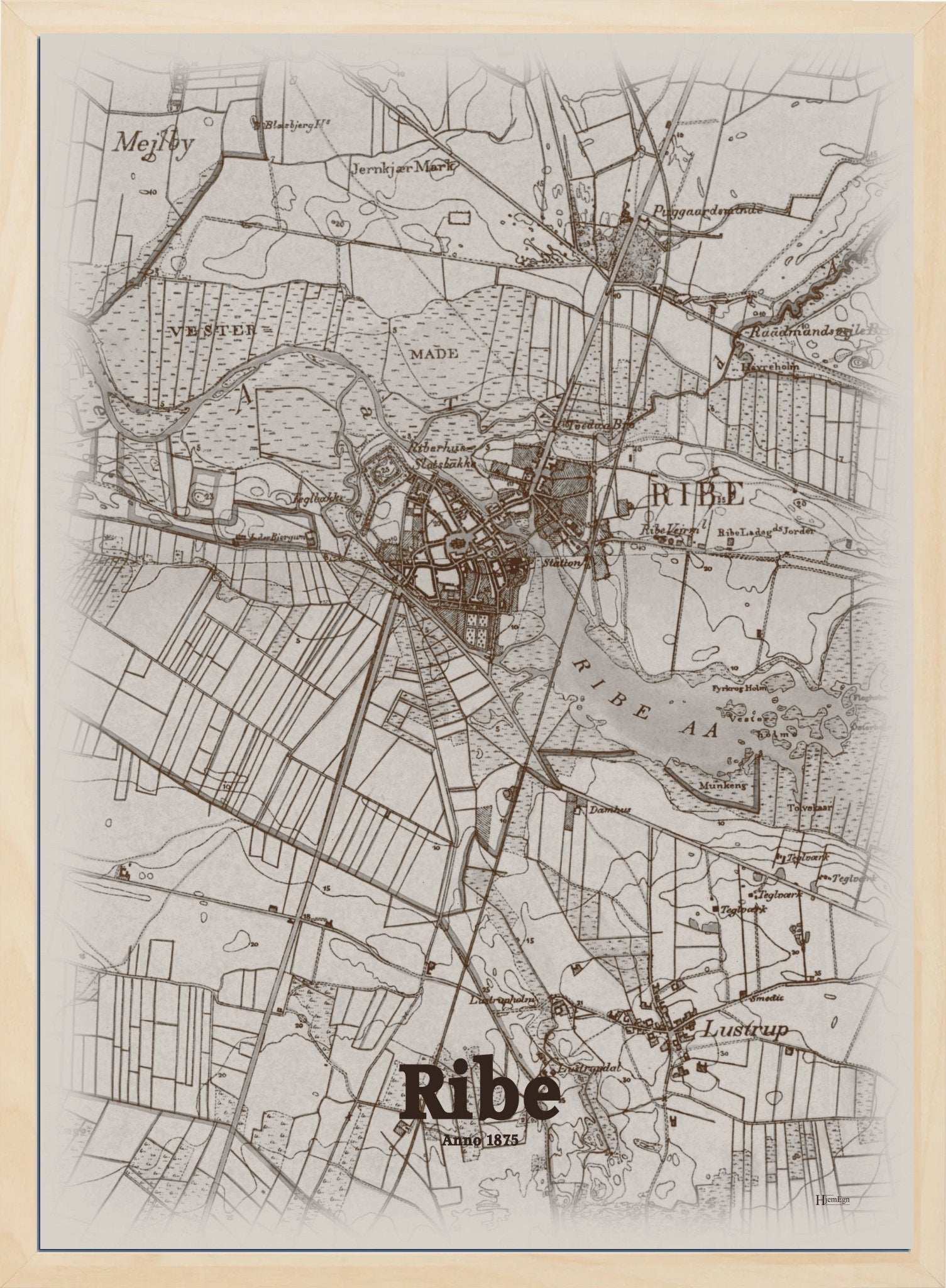 Ribe anno år 1875 | retro plakat fra din HjemEgn | hurtig levering og høj kvalitet [køb nu] 