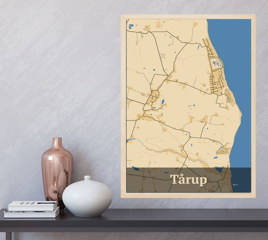 Tårup plakat i farve  og HjemEgn.dk design firkantet. Design bykort for Tårup