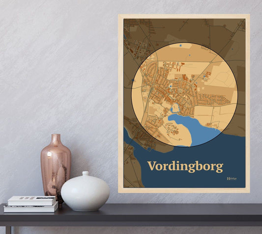 Vordingborg plakat i farve  og HjemEgn.dk design centrum. Design bykort for Vordingborg