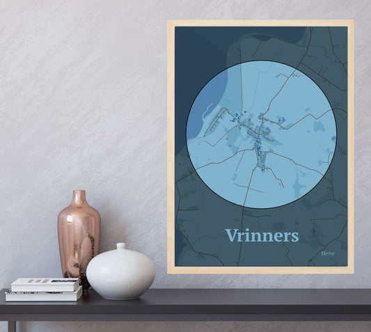 Vrinners plakat i farve  og HjemEgn.dk design centrum. Design bykort for Vrinners